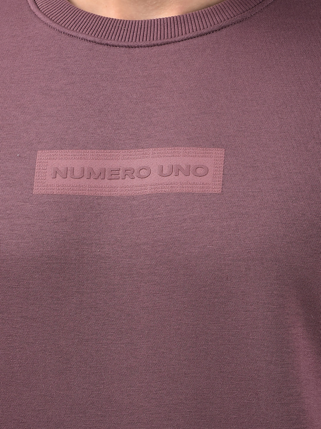 Numero Uno Men Textured Purple Sweat Shirt